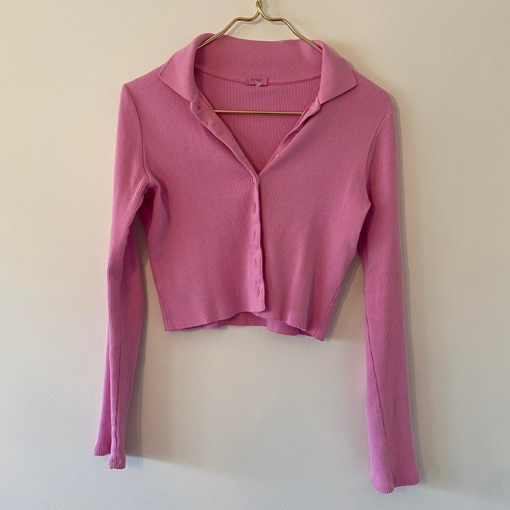 John Galt bubblegum pink collared button-up💗